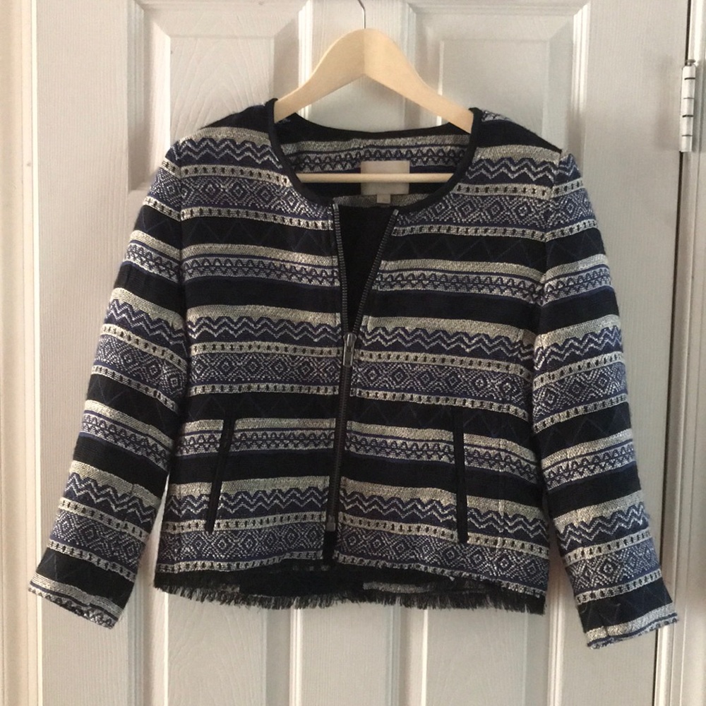 LOFT Gorgeous Fringed Blazer w/ Zipper, size 4